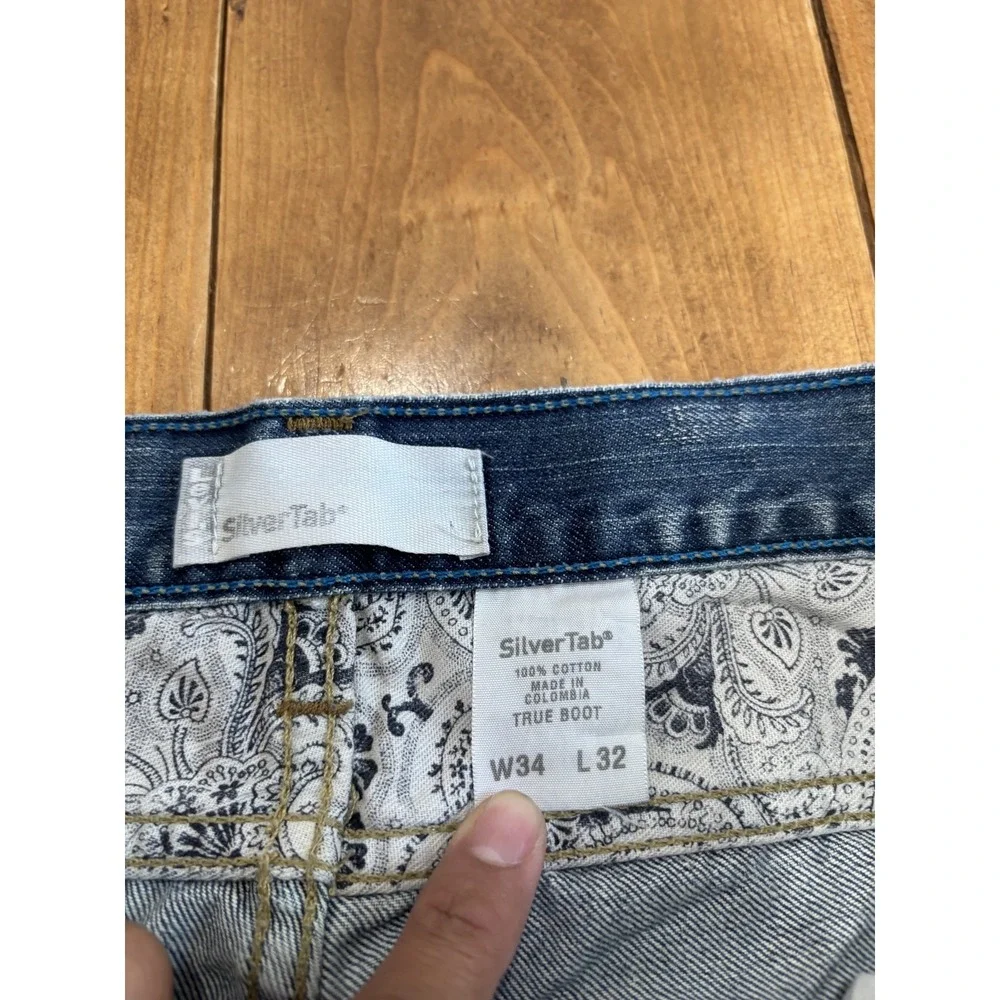 SilverTab True Boot Cut Jeans W34 L32 Blue Distressed Faded Denim